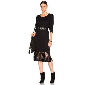 Ulla Johnson Gia Fringe Sweater Dress Black
